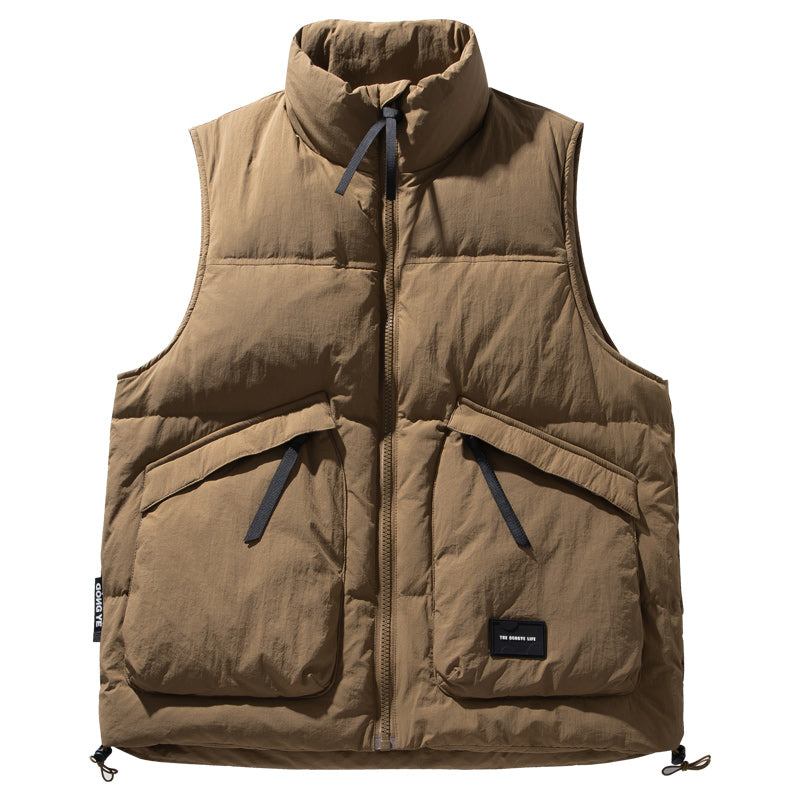 Mountain-Style Caramel 90% Duck-Down Vest – Warm Workwear Insulated (Unisex)