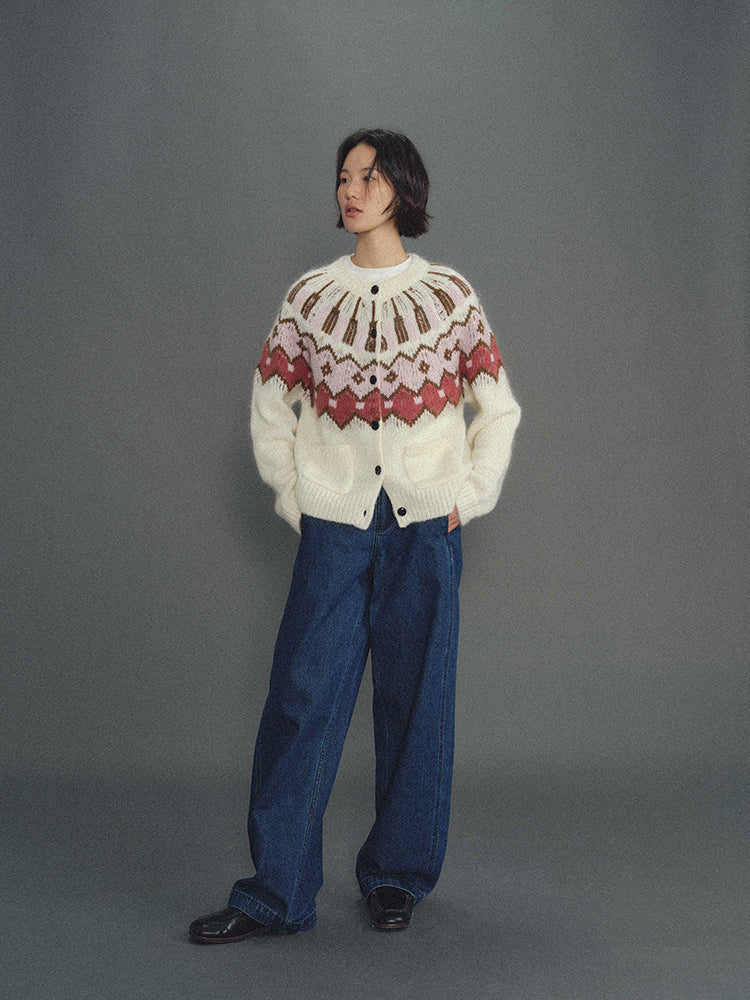 Shyshy Two Colors Choose Your Price Mohair Raw Materials Hand-Painted Design Sense Fairisland Sweater Cardigan Wool Top