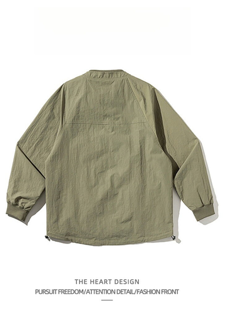 Mountain-Style Functional Windbreaker Jacket – Retro Loose-Fit with Pockets & Patchwork