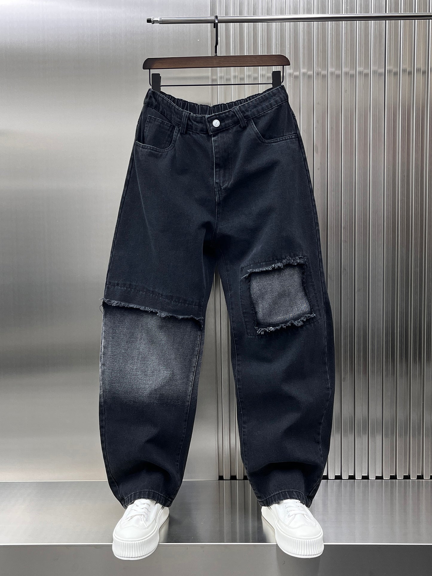 Men's 2025 Spring Japanese Retro Gradient Washed Jeans - Street Style Patchwork Straight Pants