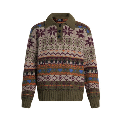 Fairland Henley-Collar Wool Blend Pullover – Heavy Vintage Knit (Unisex)