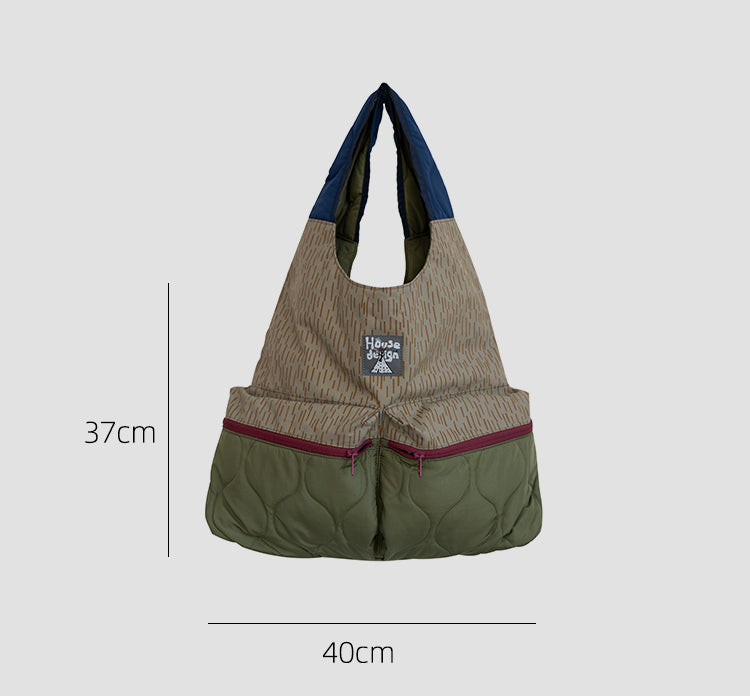 Original 2025 Spring New Retro Patchwork Design Single Shoulder Handbag Large Capacity Commuter Bag