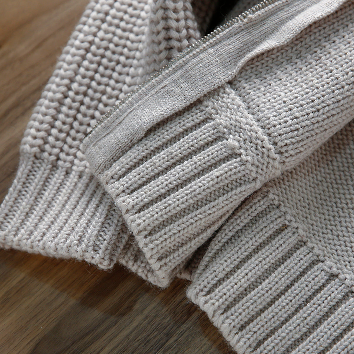 Italian Pure Wool Stand-Collar Cardigan – 100% Heavyweight Knit Sweater Jacket for Autumn/Winter