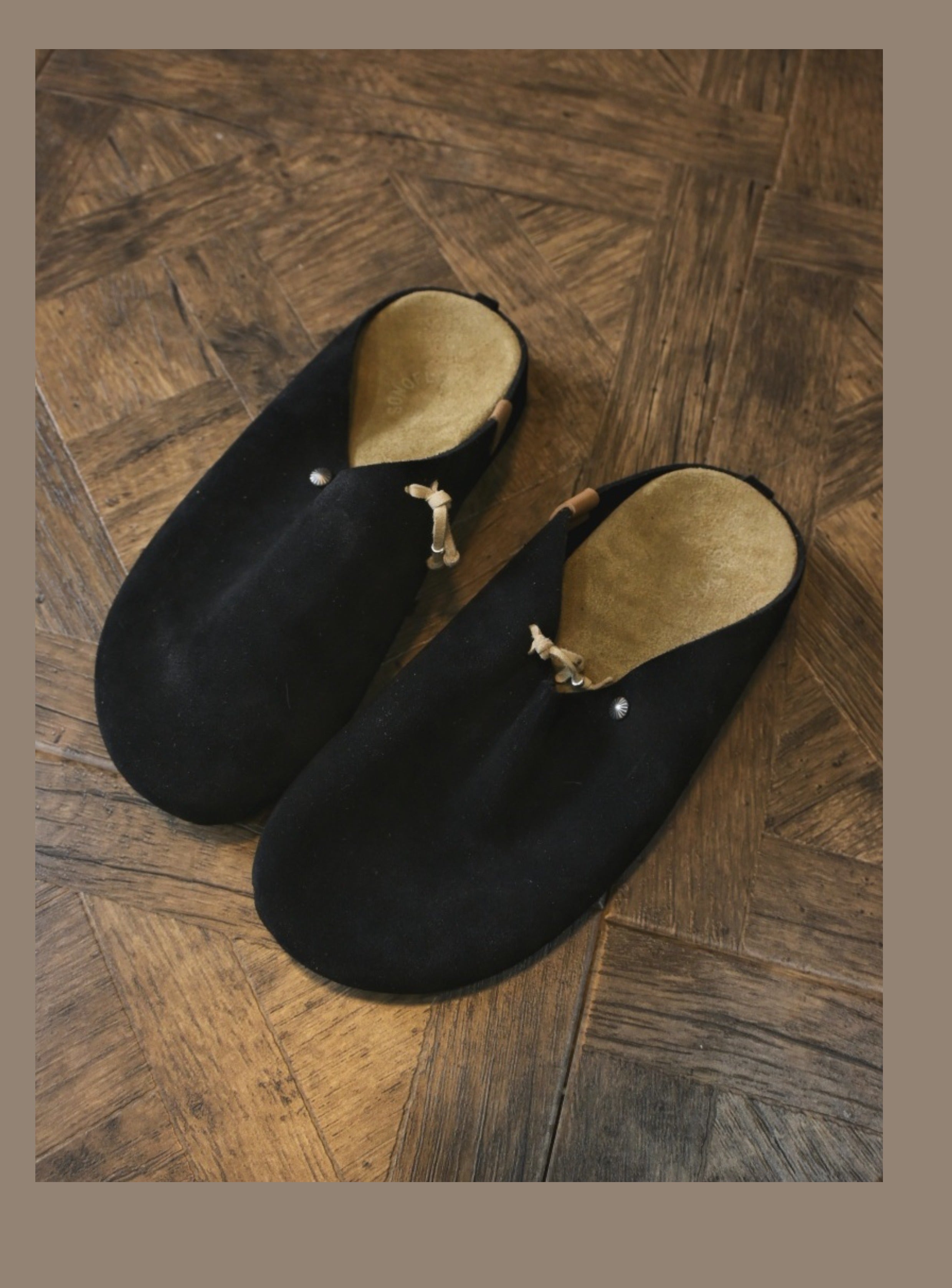 Sonofloong Retro Genuine Leather Mules - Silver Buckle Thick-Soled Cork Birkenstock Style