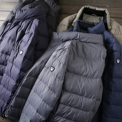 Men's Plus Size Lightweight High-Fluffy Down Jacket - Winter Stand Collar Warm Export Overstock Coat