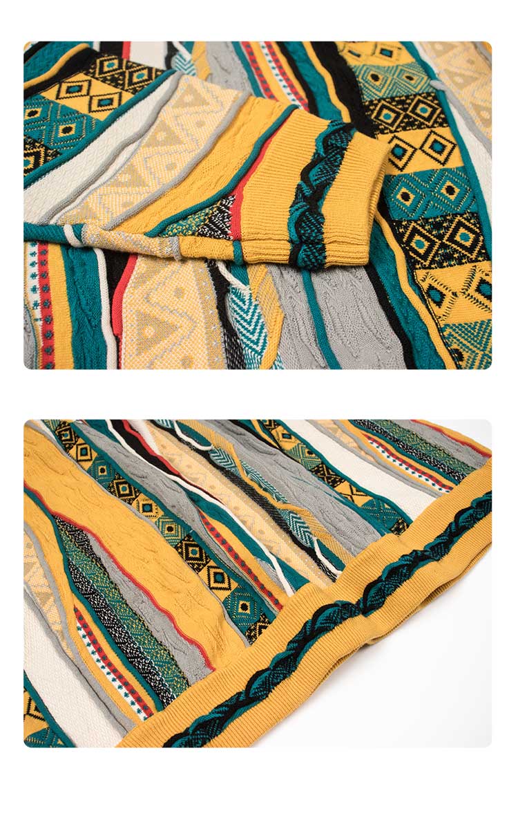 Medria New Year Limited Edition Sweater - Retro Bitter Melon Stripe Multi-Color Pullover