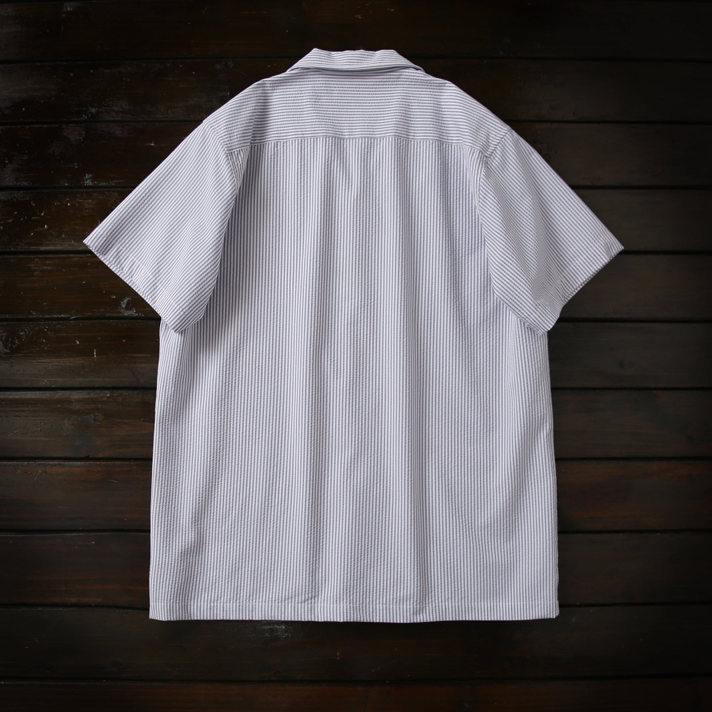 Bubble Gauze Texture 7A Antibacterial Cool Summer Men's Cuban Collar Striped Short Sleeve Shirt Top