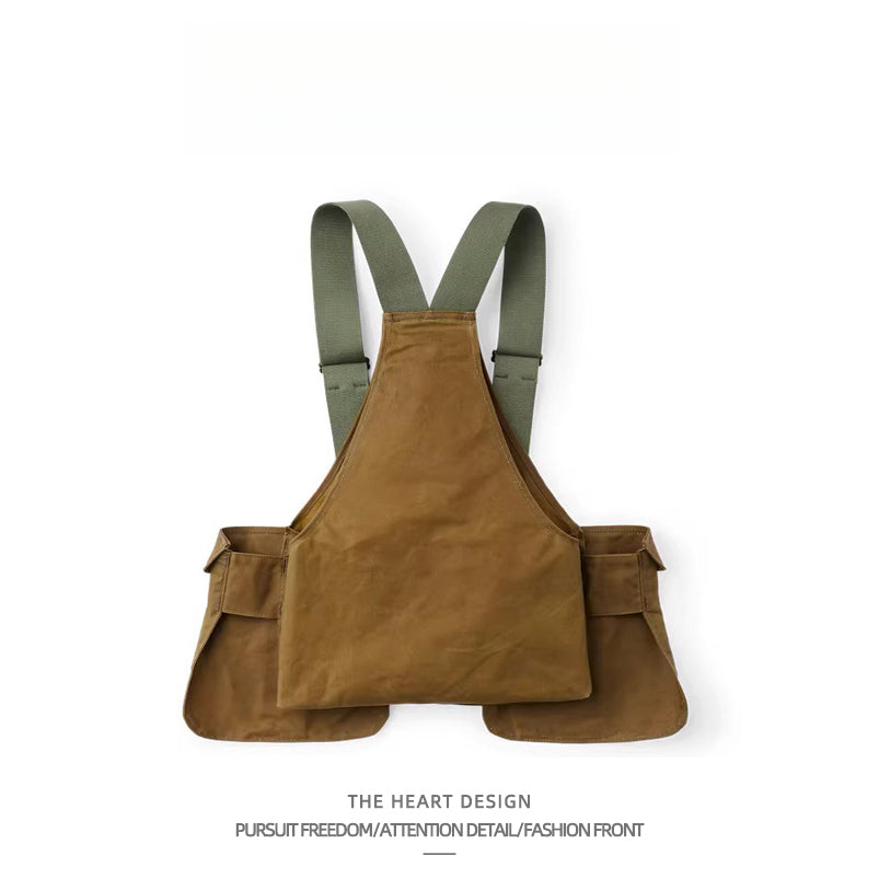 Trendy American Retro Workwear Camping Pocket Vest for Men Loose Retro Functional Outerwear Sleeveless Jacket for Men