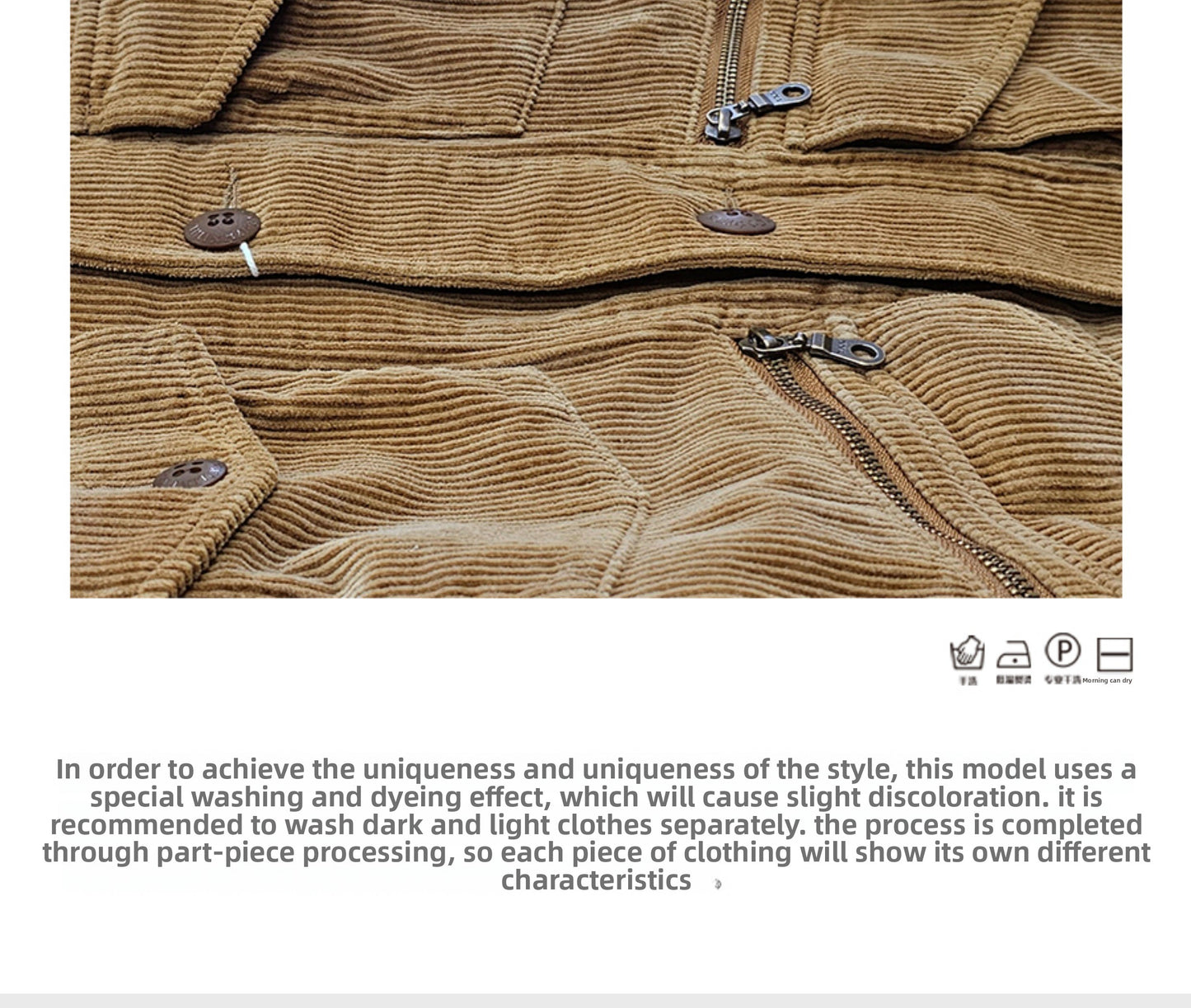 Corduroy Western Hunting Jacket for Men, Washed Multi-Pocket Outdoor Adventure Workwear Retro Windbreaker Jacket