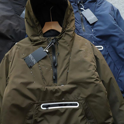 Unisex Outdoor Cotton Jacket - Export Spain Windproof Water-Resistant Hooded Loose Casual Coat