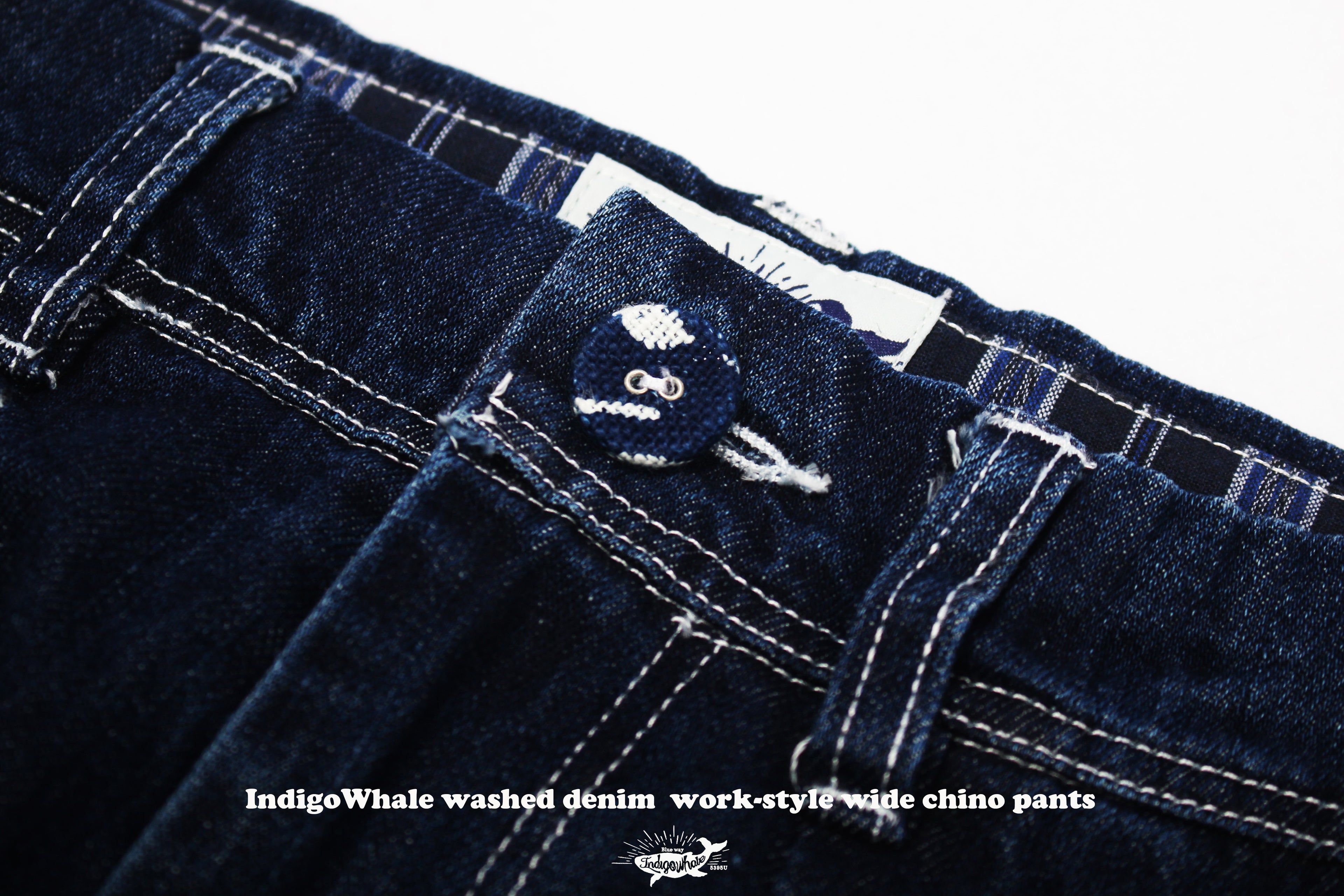 IndigoWhale High-Rise Button-Washed Denim Chino Jeans – Loose Straight Chino Style