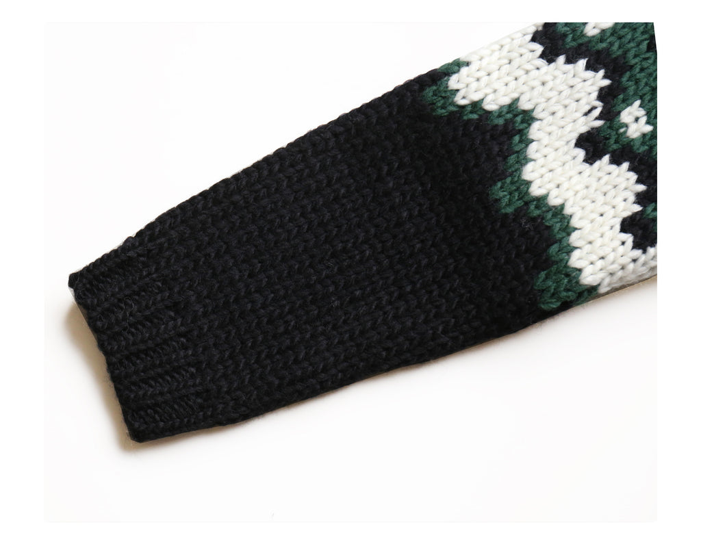 Pure Wool Heavy-Knits Fair Isle Sweater – Retro “Ferris-Wheel” Crew-Neck (Unisex)