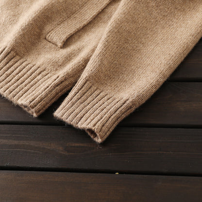 Alpaca Wool Blend Stand-Collar Knit Cardigan – Thickened Oversized Unisex
