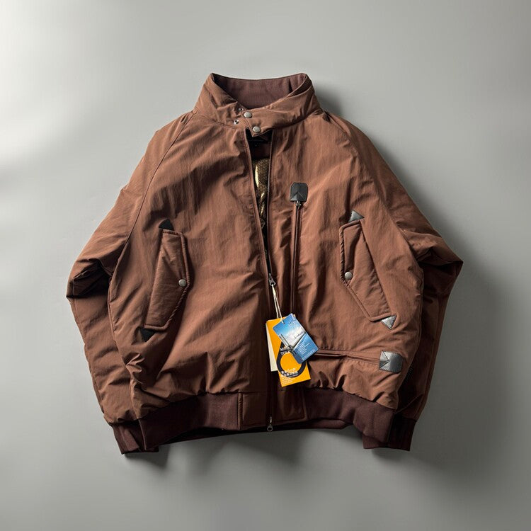 90% Duck Down Harrington Stand-Collar Jacket – Japanese Retro Thickened Unisex