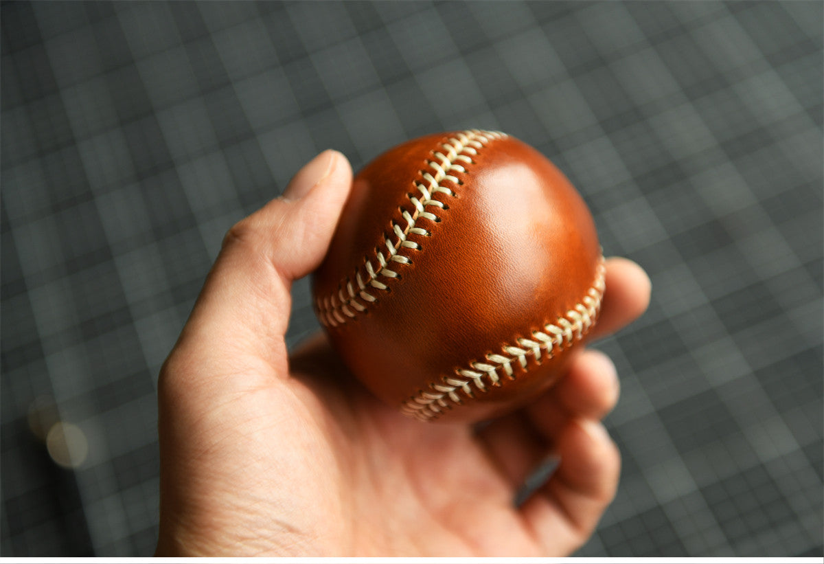 Handmade Vegetable-Tanned Cowhide Baseball – Artisan Leather Collectible