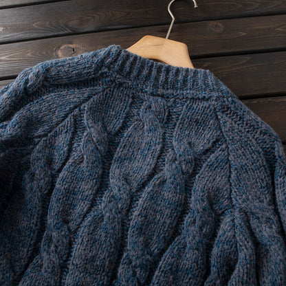 Heavyweight 80% Wool Knit Zip Cardigan Sweater – Japanese Vintage Loose Unisex – Sweater cardigan | japanese streetwear | vintage workwear | unisex | Yamalinclothes