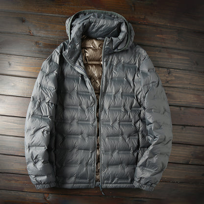 Men's Plus Size Hooded Down Jacket - Export Overstock Fully Glued Filled Lightweight Warm Autumn Winter Coat