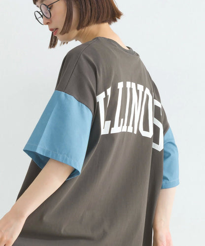 Japanese Style Stitching Denim Pocket Letters Profile T-shirt Designer Loose Casual Summer Patch