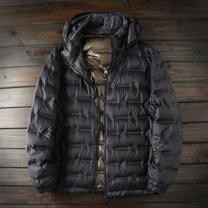 Men's Plus Size Hooded Down Jacket - Export Overstock Fully Glued Filled Lightweight Warm Autumn Winter Coat