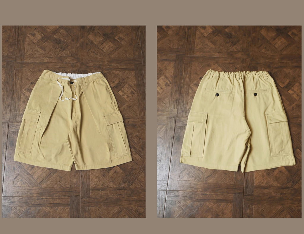 Vintage Oversized Cargo Shorts Balloon Pants A-Line Vintage Five-Point Shorts Trendy All-Cotton Japanese Style