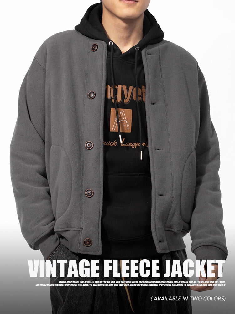 Joks Priit Fleece-Lined Baseball Jacket - Japanese Style Lamb Wool Coat (Men)