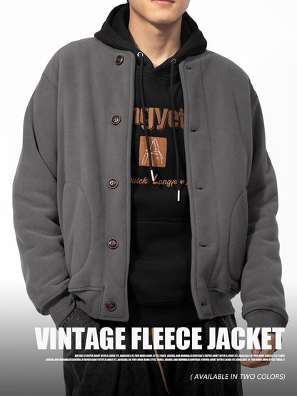 Joks Priit Fleece-Lined Baseball Jacket - Japanese Style Lamb Wool Coat (Men)