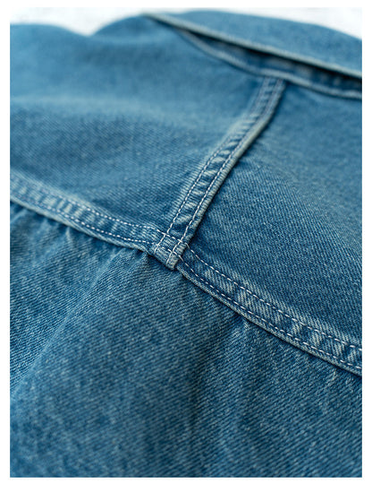Single Pocket Short Denim Jacket – Loose Unisex Casual Streetwear