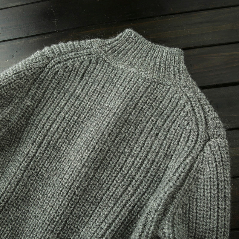 Wool Stand-Collar Knit Cardigan – Thickened Oversized Unisex