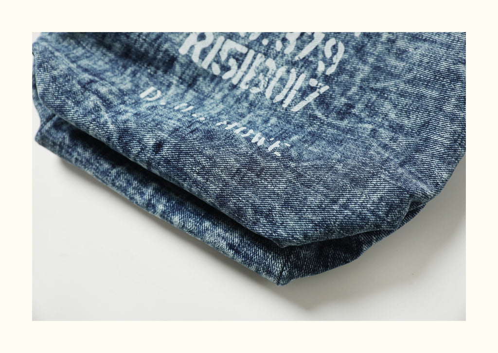 Pure Copper Hardware Imported Vegetable-Tanned Leather Hobo Bag with Denim Large Capacity Casual Bucket Bag Crossbody Bag