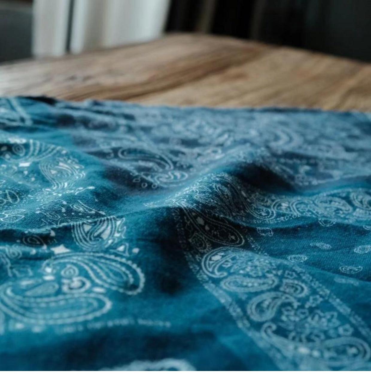 Cashew Flower Patchwork Baijia Cloth Printed Washed Blue Dyed Indigo Square Scarf Handkerchief Headscarf American Retro Motorcycle