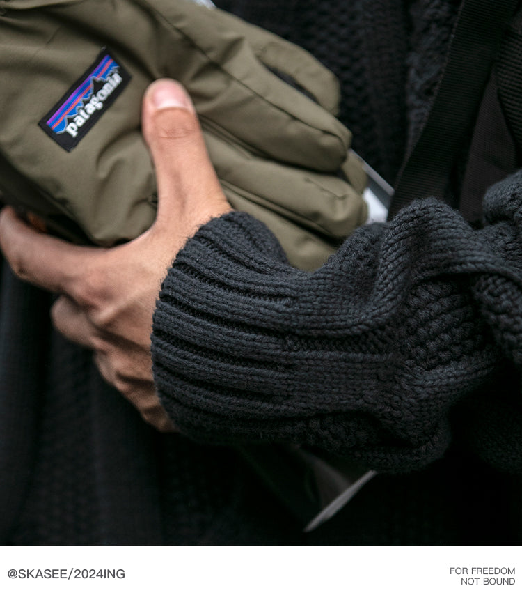 Winter Heavyweight High Grammage Non-Itchy Thick Cable Knit Stand Collar Pullover Sweater American Retro Half-Zip Thickened Coat