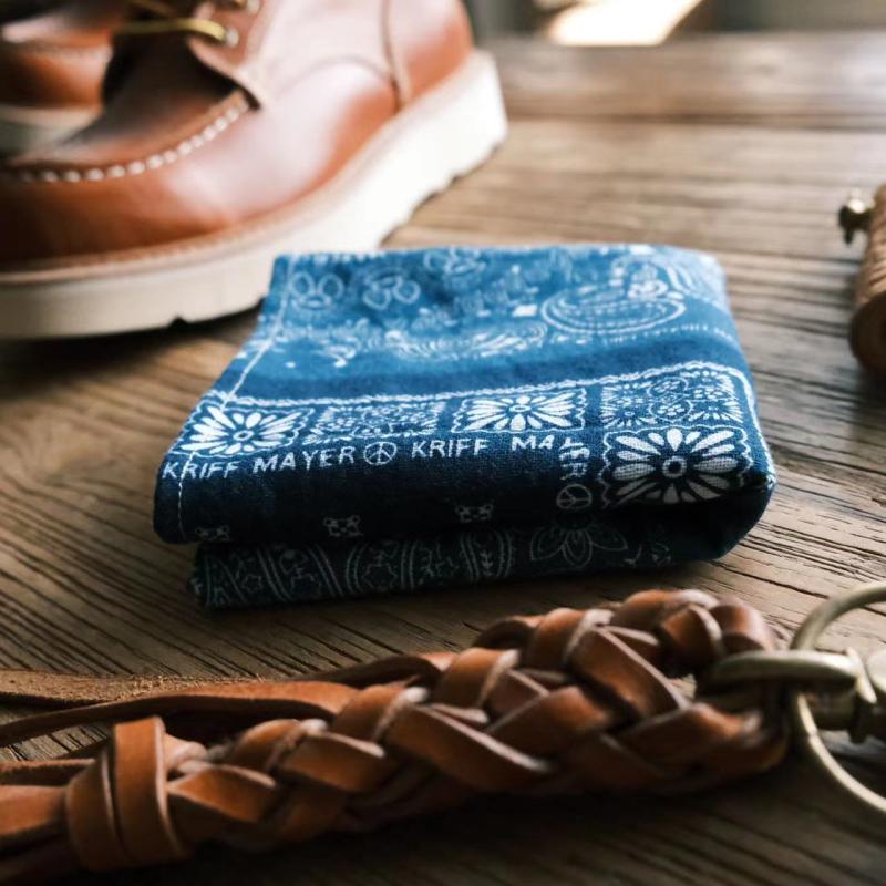 Cashew Flower Patchwork Baijia Cloth Printed Washed Blue Dyed Indigo Square Scarf Handkerchief Headscarf American Retro Motorcycle