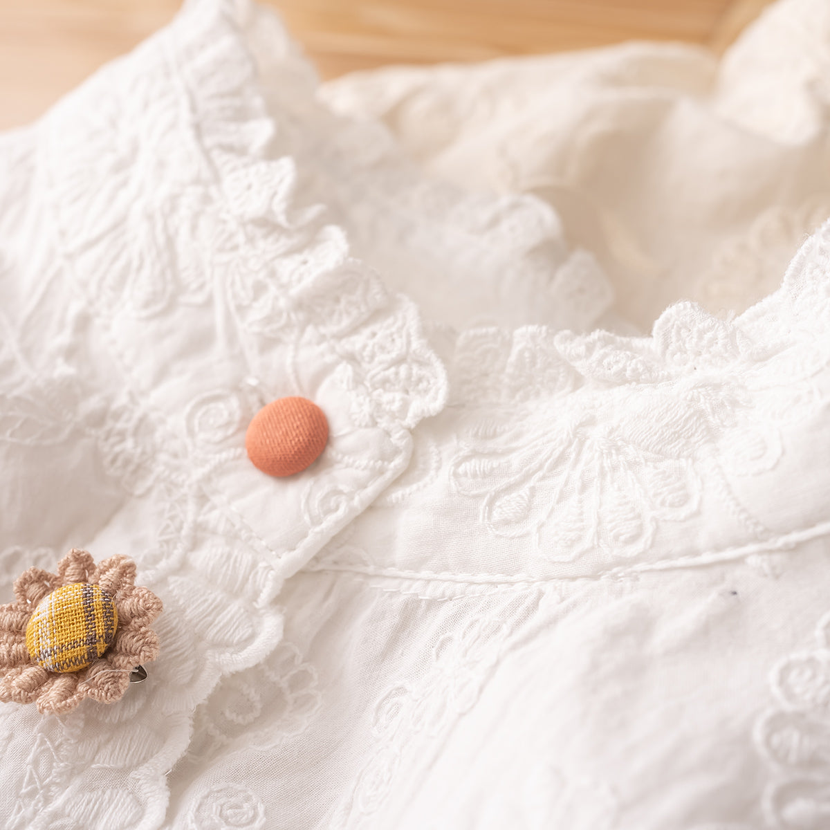 Japanese Style Ruffled Stand Collar Shirt – Color-Button Bow Long Sleeve Top