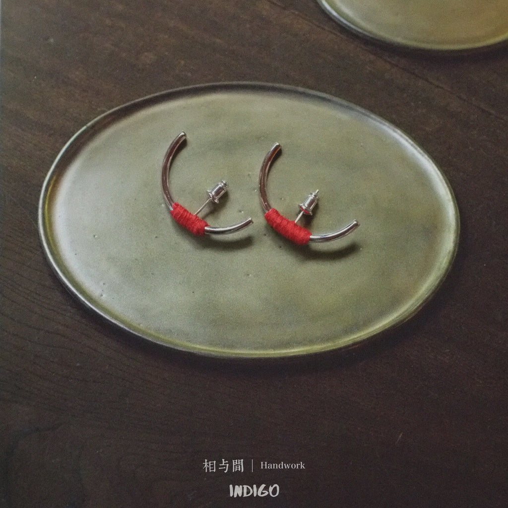 Original New Year Red Plant-Dyed Earrings Handmade Geometric Niche Personality Ear Jewelry 925 Silver Ear Studs