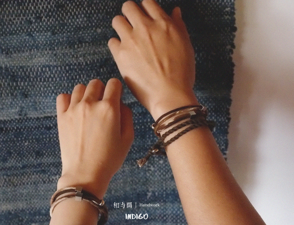 Original Design Multi-Layer Plant Dyed Cotton and Linen Handmade Bracelet 925 Silver Niche Tie-Dye Couple Bracelets