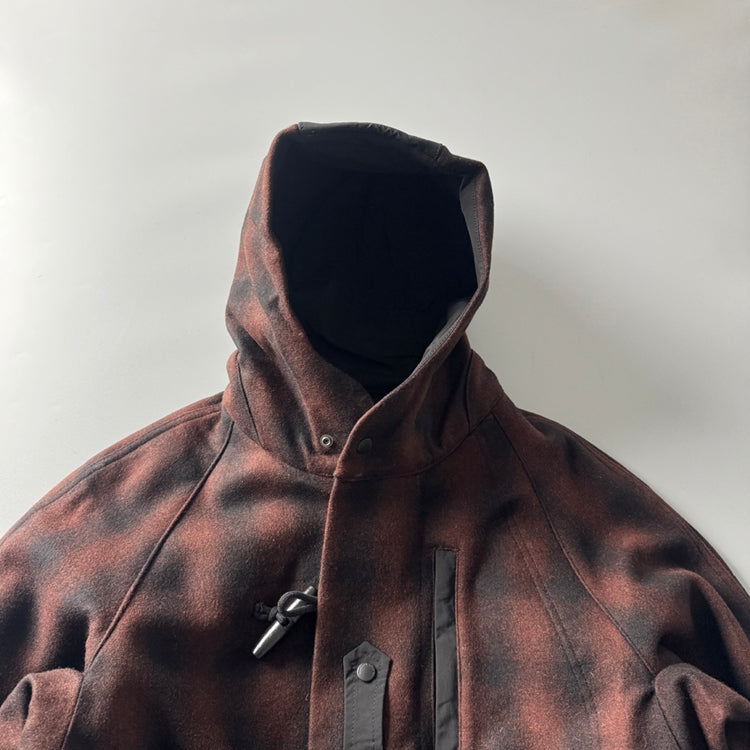 Japanese Retro Plaid Wool Hooded Coat - Thickened Warm Winter Jacket