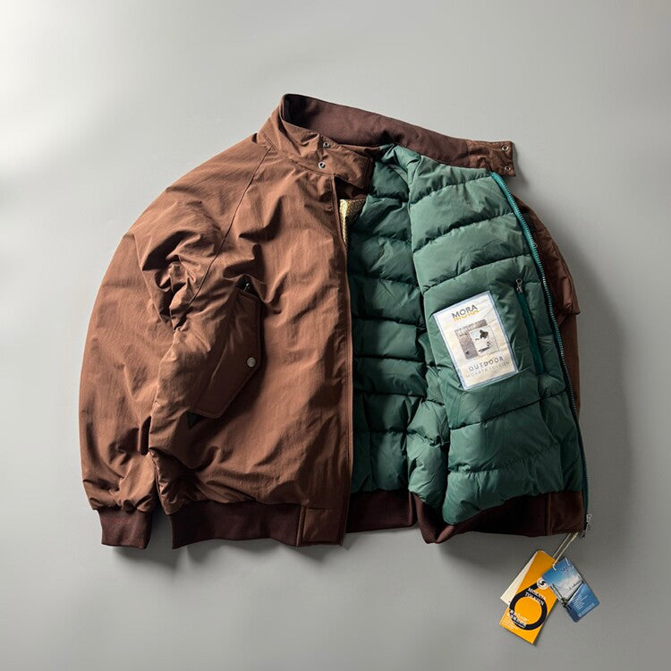 90% Duck Down Harrington Stand-Collar Jacket – Japanese Retro Thickened Unisex