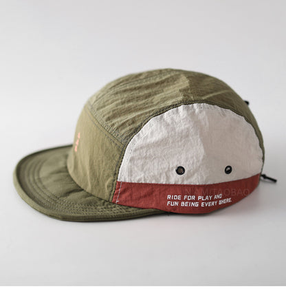 Quick-Dry Color-Block Short Brim Cap – Letter Print Sporty Unisex – cap | japanese streetwear | vintage workwear | unisex | Yamalinclothes