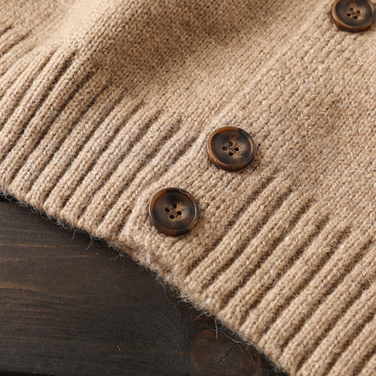 Alpaca Wool Blend Stand-Collar Knit Cardigan – Thickened Oversized Unisex