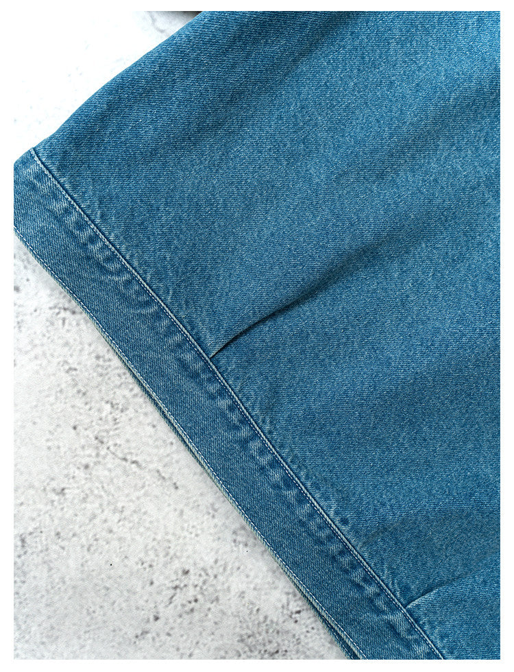 Single Pocket Short Denim Jacket – Loose Unisex Casual Streetwear