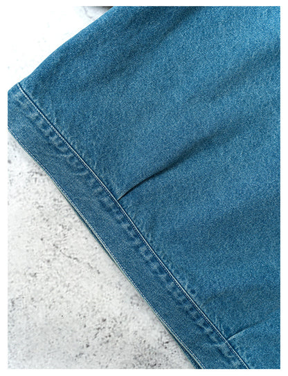 Single Pocket Short Denim Jacket – Loose Unisex Casual Streetwear