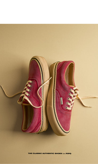 men's and women's washed suede canvas shoes platform vulcanized shoes vintage Japanese breathable board shoes 2026 spring/summer