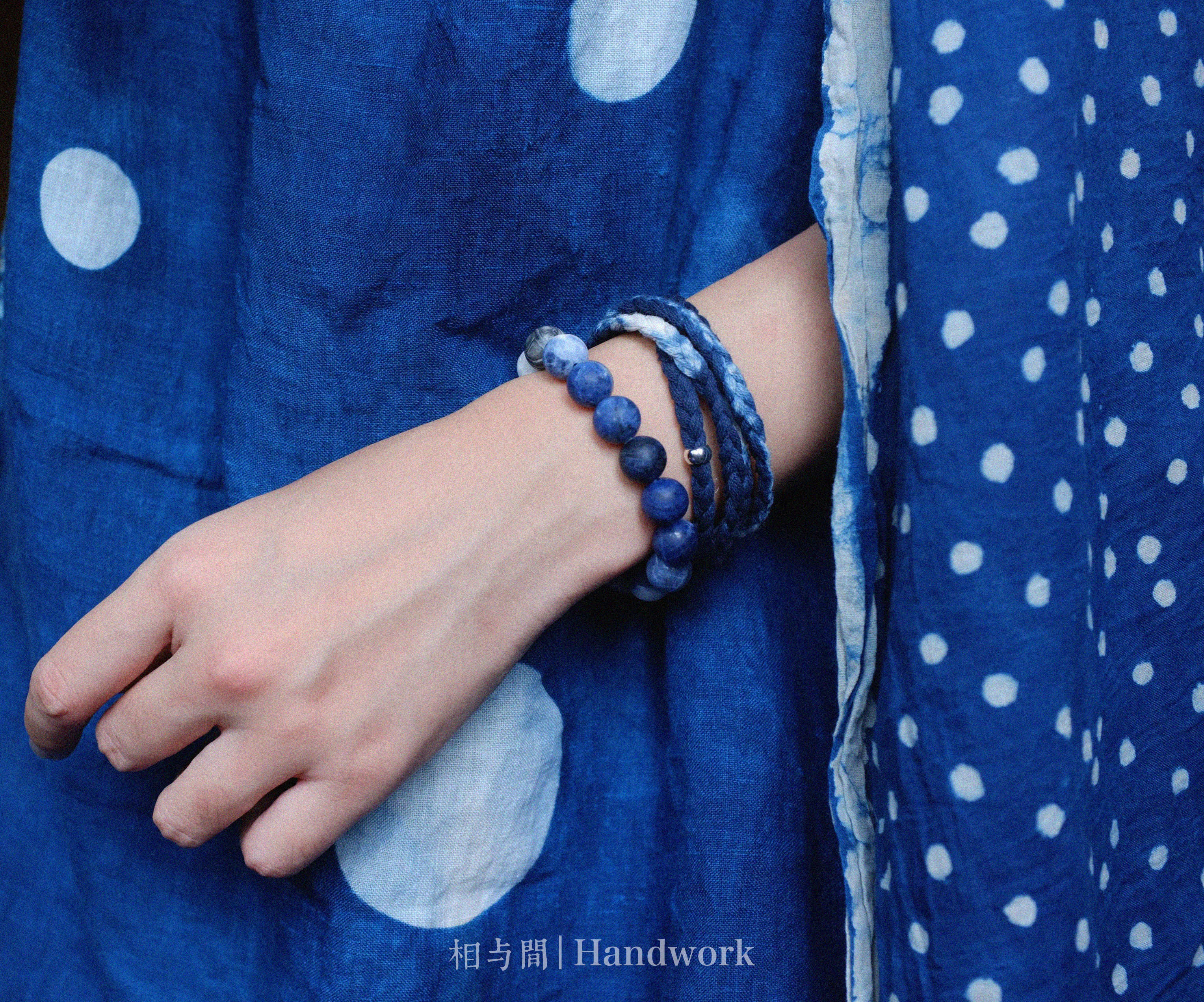 Original Planet Blue Vein Stone Bracelet Gradient Matte Stone Couple Artistic Mountain Sea Natural Bracelet