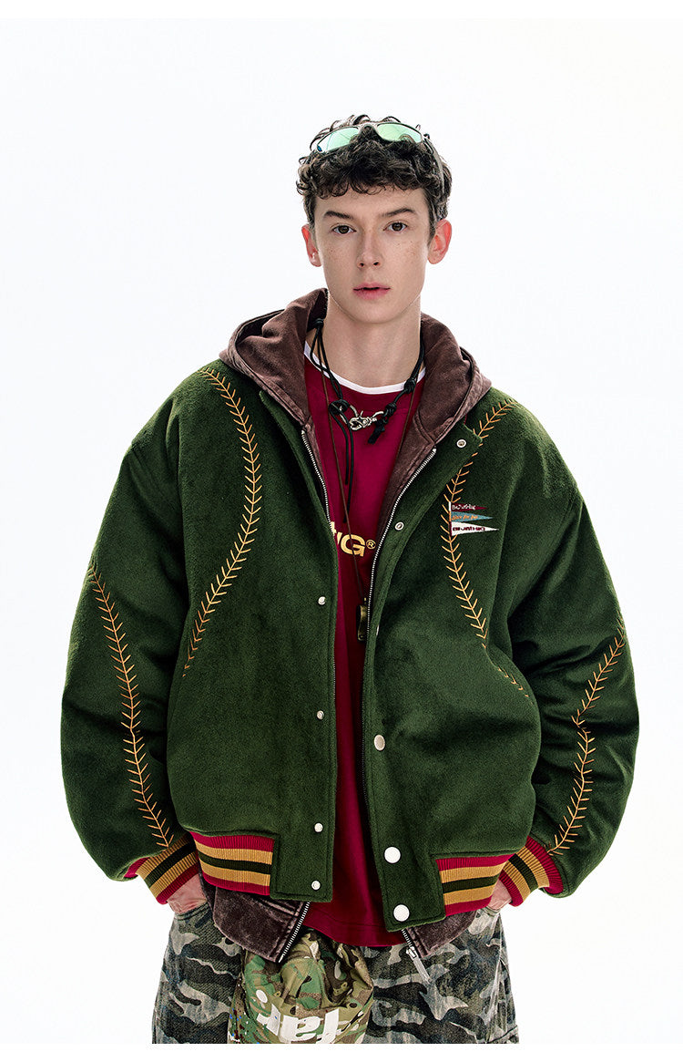 BJHG Quilted Baseball Jacket - American Style Color-Block Winter Coat (Unisex)