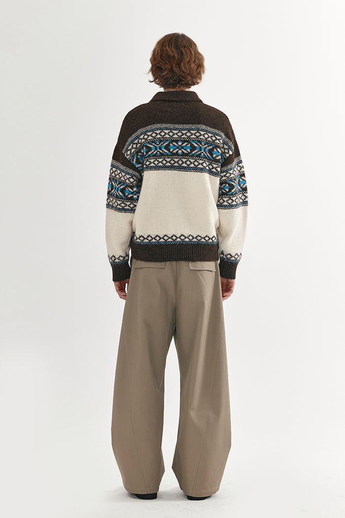 Coke Life Carpem Unisex Retro Fair Isle Sweater Jacket - Autumn Wool Zipper Loose Lazy Style Top