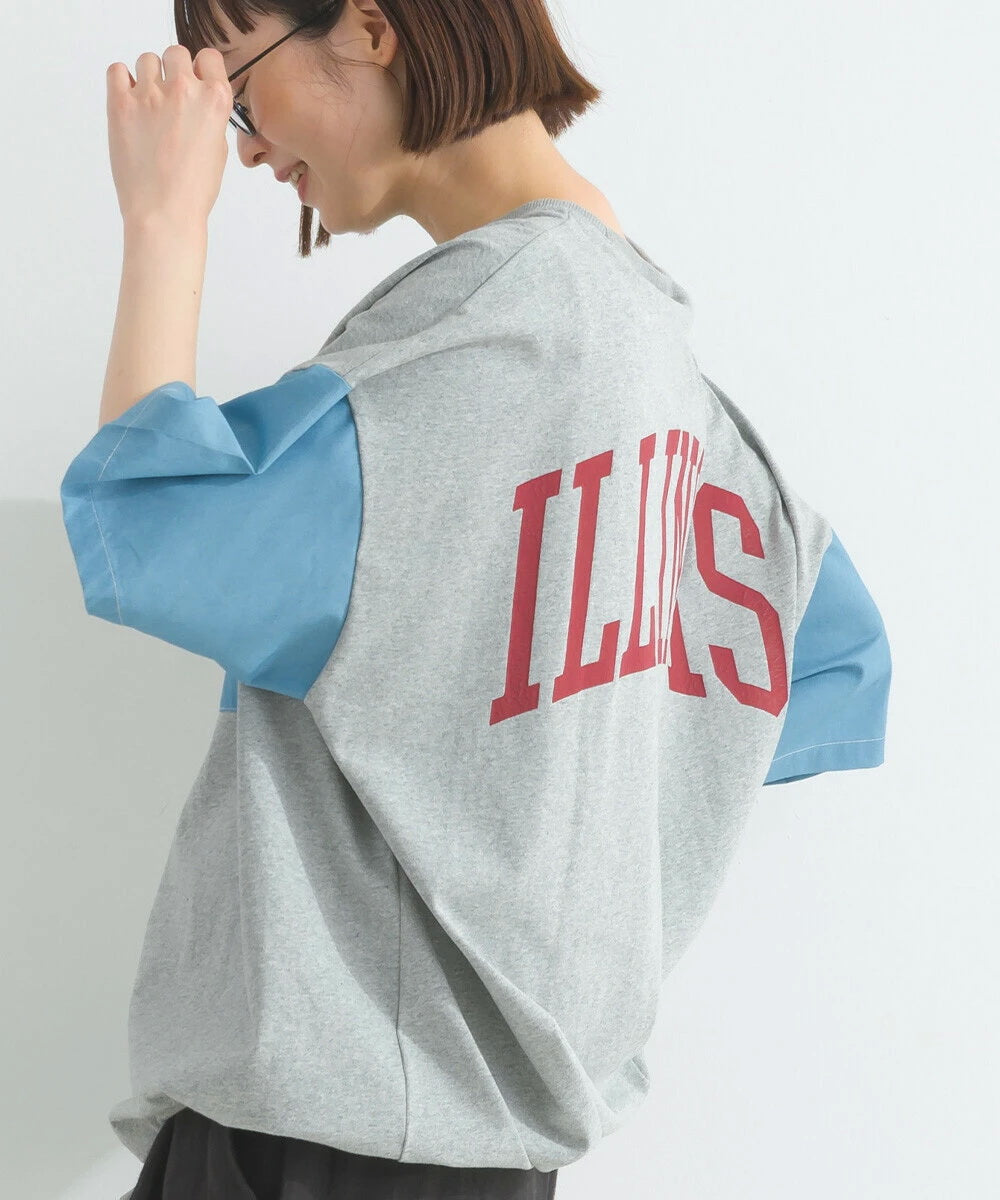 Japanese Style Stitching Denim Pocket Letters Profile T-shirt Designer Loose Casual Summer Patch