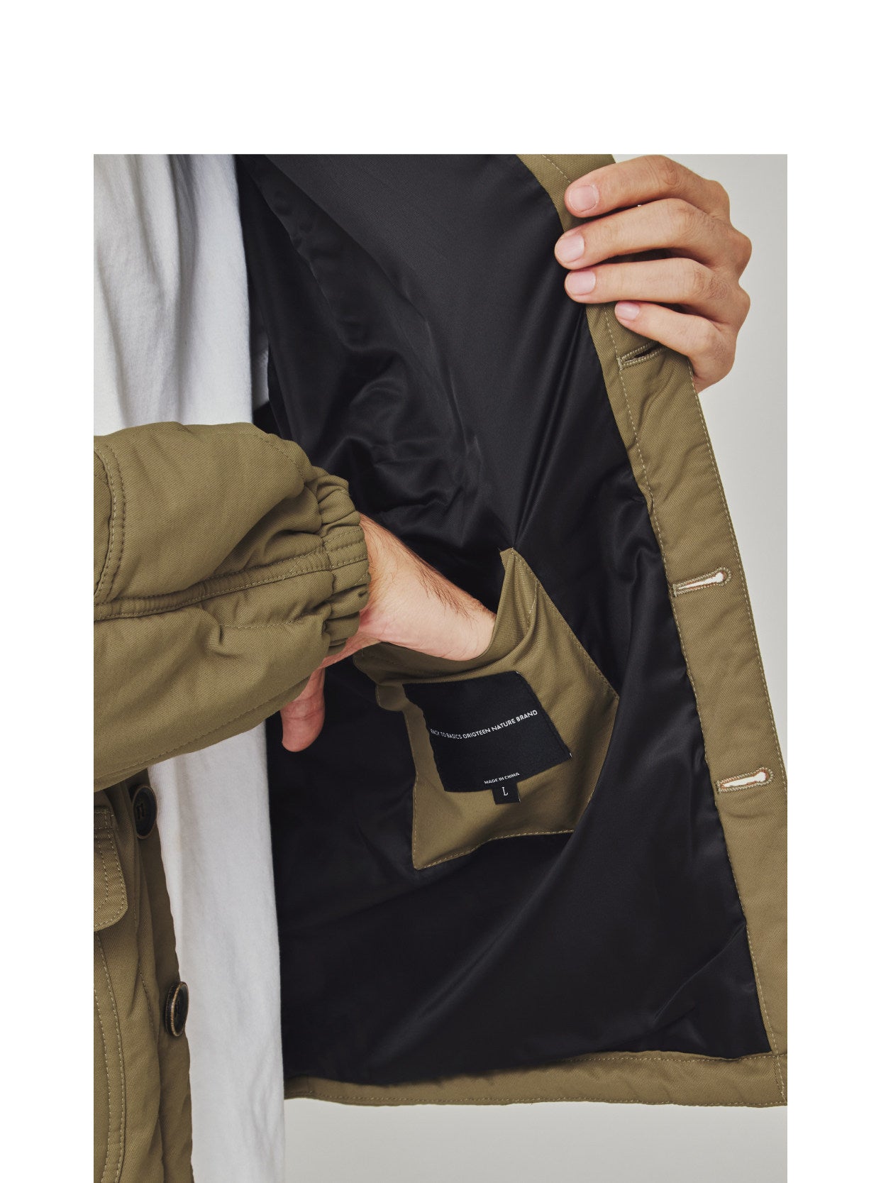 Stand Collar Cotton Padded Jacket - Large Pocket Thick Winter Coat (Men)