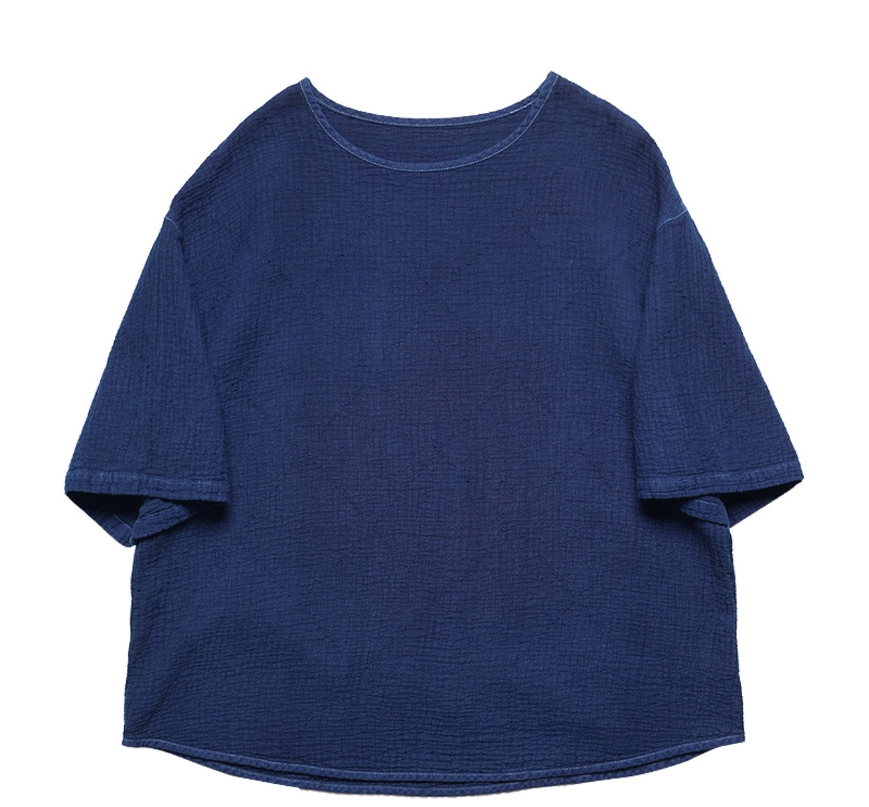 Original Japanese Retro Indigo Dyed Loose Couple Style Casual Short Sleeve T-Shirt