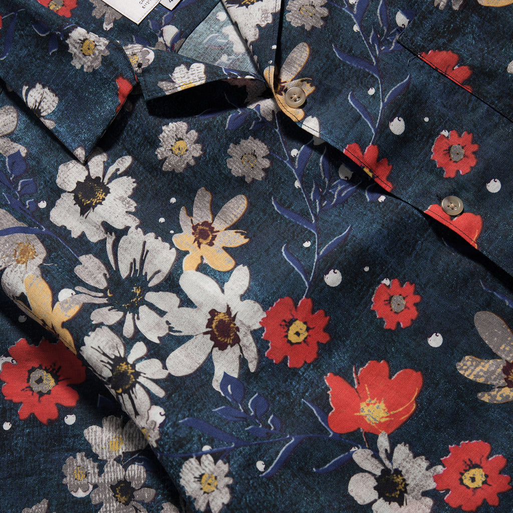 New Amekaji Retro Short Sleeve Shirt Printed Cotton Linen Shirt