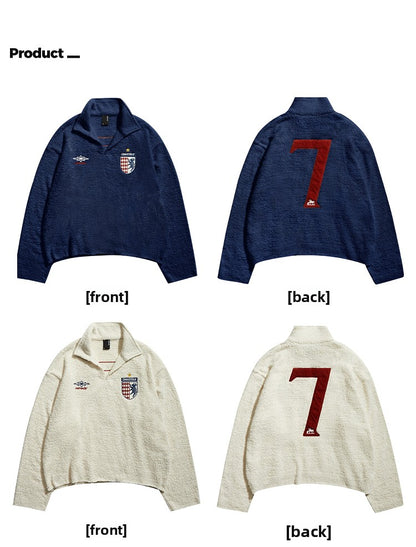 Remedy Inge Sheep” Embroidered Unisex Sweater – American Turn-Down Collar Spring/Autumn Knit
